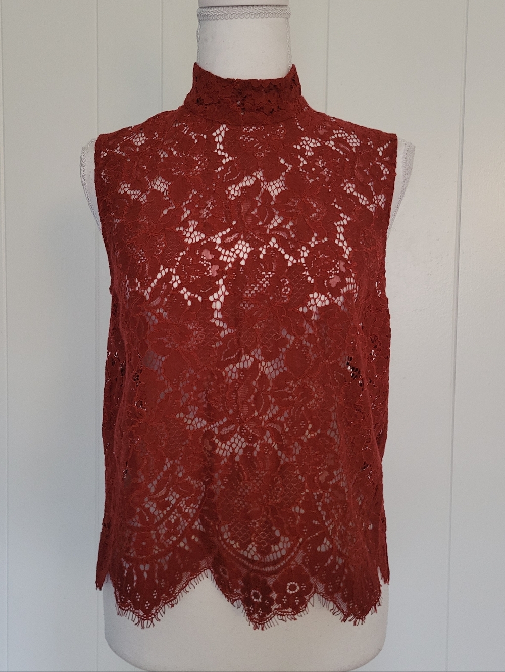 Stockholm Atelier & Other Stories Sleeveless Lace High Neck Top Floral Sheer 6